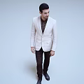 Stylish Man In White Blazer With Patterned Shirt And Dark Pants 3d model