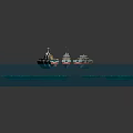 Three Military Warships Cruising Through Blue Ocean Waters With Coral Reefs