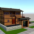 Ancient Traditional Architecture Featuring Wooden Structure Tile Roof Stone Wall And Courtyard
