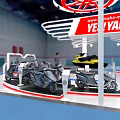 Yamaha Exhibition Booth Featuring Curved Canopy Displaying Motorcycles And Brand Logos