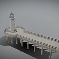 White Lighthouse Tower With Lantern Room And Surrounding Fencing Walkway