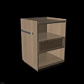 Modern Minimalist Light Wood Nightstand With Open Shelves And Rattan Detail