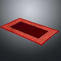 Red Square Area Carpet With Classic Geometric Border Design For Home Decor