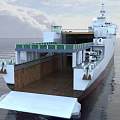Modern Naval Warship With Helicopter Landing Deck Circular Markings And Radar Systems On Open Sea