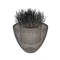 Bonsai Potted Plant with Woven Texture Pot and Slender Dried Grass