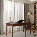 Modern Quiet Ancient Style Desk and Chair 3d model