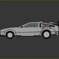 Silver DeLorean DMC12 Car With Flux Capacitor And Gull Wing Doors