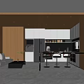 Modern Tea Room Interior Design With Wooden Panels Sofa And Bar Stools