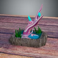 Decorative Household Item Featuring Wooden Base Blue Water Green Grass Decor And Pink White Structure