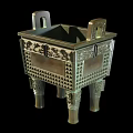 Antique Bronze Furniture With Square Body Intricate Carvings And Four Legs