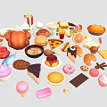 Variety Of Tasty Foods With Desserts Fast Food Baked Goods And Fruits