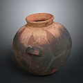 Ancient Handcrafted Clay Vase Sculpture Carving With Rustic Patterns And Handle 3d model