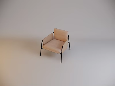 Stylish Beige Single Sofa With Black Metal Frame In Minimalist Modern Design 3d model
