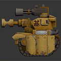 Yellow Military Tank Model With Cannon Tracks Armor And Cross Symbol Details