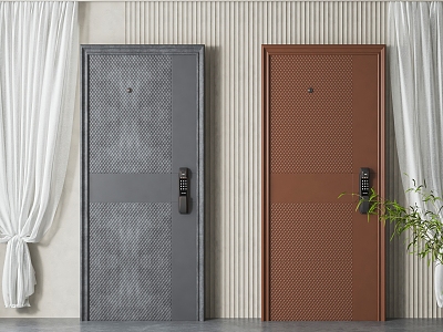 Modern password door entry door combination 3d model