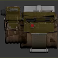 Brown Arm Guard With Green Device And Silver Metal Buckle Strap