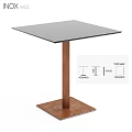 Square Black Glass Top Dining Table With Copper Metal Leg And Square Base 3d model