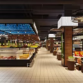 Modern Supermarket Retail Interior With Fresh Produce Shelves And Product Displays