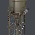 Rusted Metal Water Tower Architectural Component With Industrial Support Frame Design 3d model