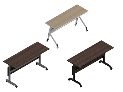 Modern Functional Tables With Wooden Tops Metal Frames And Wheels In Different Colors 3d model