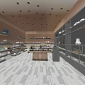 Ceramic Store Interior With Shelves Of Plates Bowls Central Display Counter And Bright Lighting