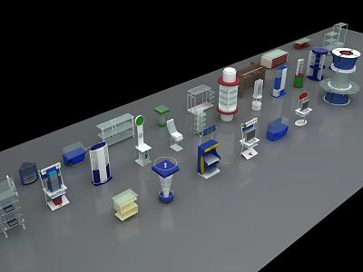 Industrial Equipment With Various Shelves Cabinets And Storage Solutions In Multiple Colors 3d model
