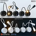 BEED 0327 40 Wall Lamps With Curved Arm Design Black White Round Base LED Light