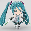 Anime Style Game and Movie Character With Blue Long Ponytail Headphones and Glowing Items