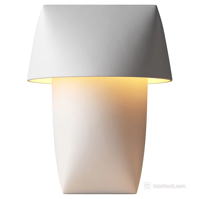 Modern Minimalist White Table Lamp With Sleek Ceramic Design And Warm Yellow Light 3d model 