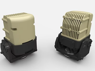 Robust Industrial Equipment Design With Beige Top Black Base And Heat Dissipation Grilles 3d model