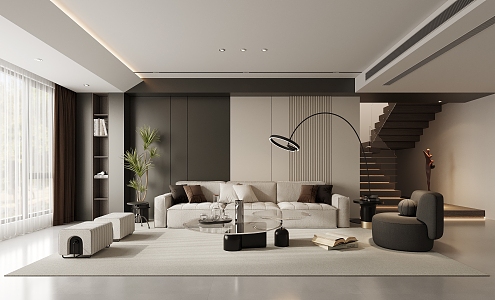 Living room Italian-style living room high-grade gray living room combination sofa 3d model