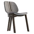 Modern Minimalist Chair Featuring Wooden Frame Gray Fabric Cushion And Backrest