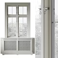 White Casement Window With Multiple Panes Offering Natural Tree View Through Grid Windowsill