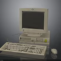 Complete Vintage Desktop Computer System With CRT Monitor Tower Keyboard And Mouse