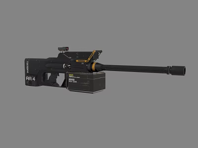 FR 4 Black Tactical Sniper Rifle Featuring Long Barrel Magazine and Precision Scope 3d model