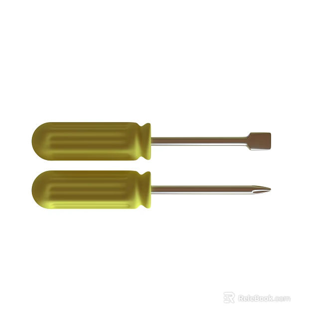 Durable Yellow Handle Screwdrivers Set With Flat And Phillips Heads For Hardware Tools 3d model 