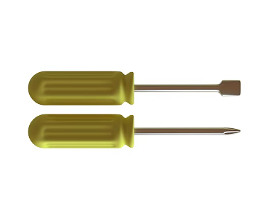 Durable Yellow Handle Screwdrivers Set With Flat And Phillips Heads For Hardware Tools 3d model