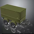 Green Utility Trailer With Two Wheels Cargo Box Design And Hitch Mechanism