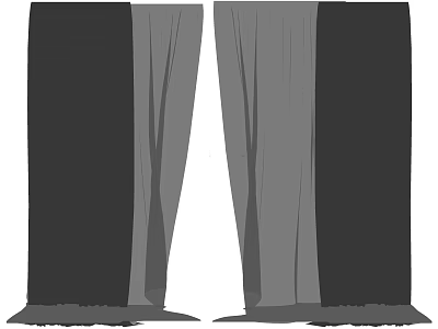 Stylish Dark And Gray Curtain Panels With Double Layer Pleated Drapery Design 3d model
