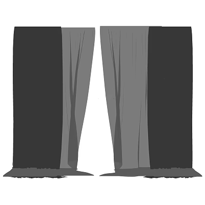 Stylish Dark And Gray Curtain Panels With Double Layer Pleated Drapery Design 3d model