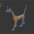 Golden Mythical Creature Sculpture With Horned Head Curved Tail And Clawed Feet