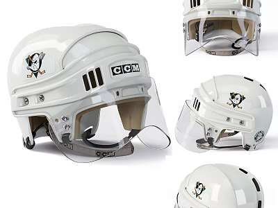 White Motorcycle Helmet With Duck Logo And CCM Brand Multiple Angles 3d model