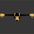 Cartoon Dog Game Movie Character In Yellow Overalls And Black Top With Arms Outstretched