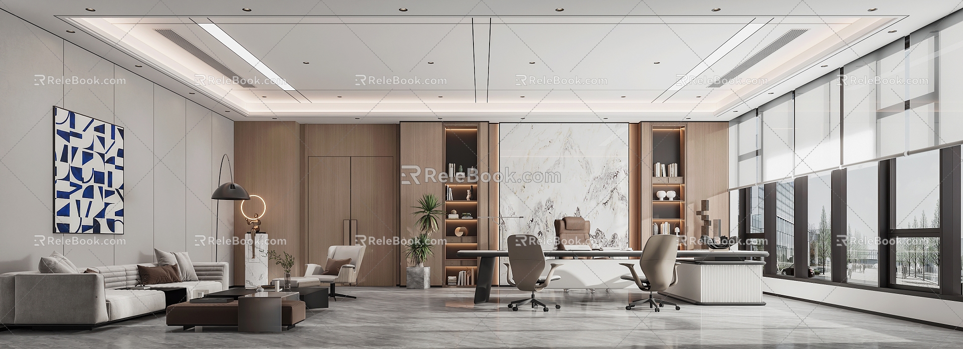 Light Luxury Simple Manager Office 3d model