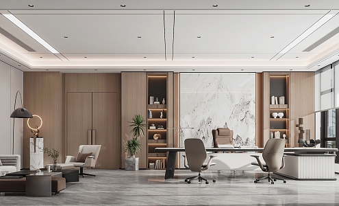 Light Luxury Simple Manager Office 3d model