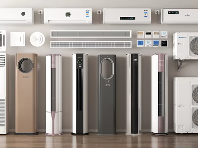 Variety Of Air Conditioners And Fans 3d model