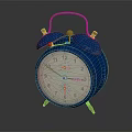 Blue Retro Alarm Clock With Copper Bells Handle Legs And Classic Clock Face Design