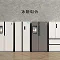 Modern Refrigerator Combination With Multiple Styles White Gray Designs For Home Kitchen 3d model