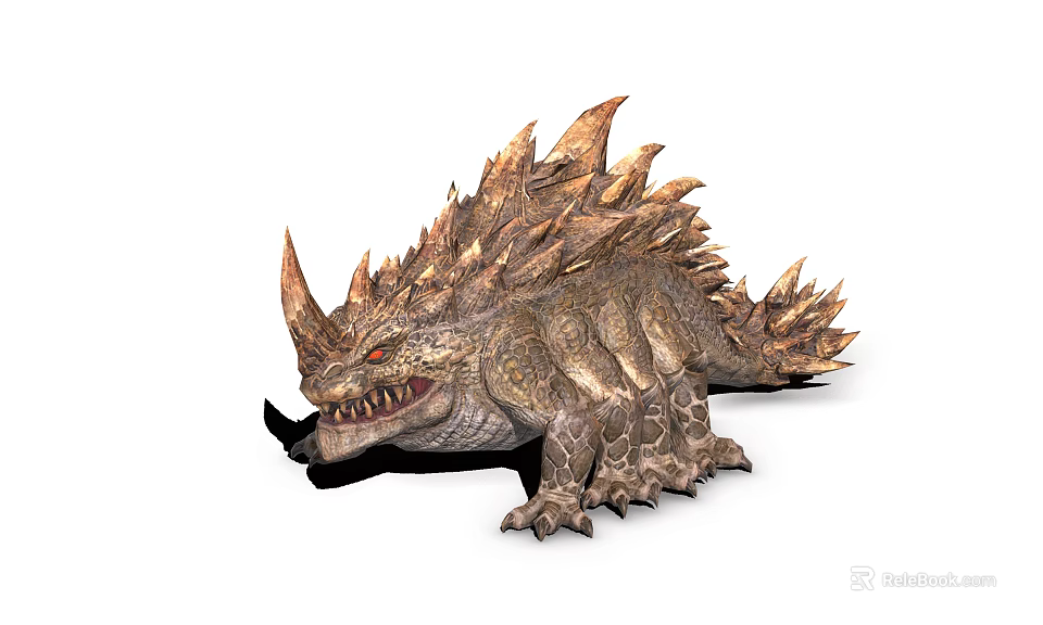 Ferocious Spiked Body Horned Mythical Monster Game Movie Character With Sharp Teeth And Rough Skin 3d model 
