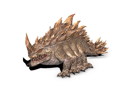 Ferocious Spiked Body Horned Mythical Monster Game Movie Character With Sharp Teeth And Rough Skin 3d model
